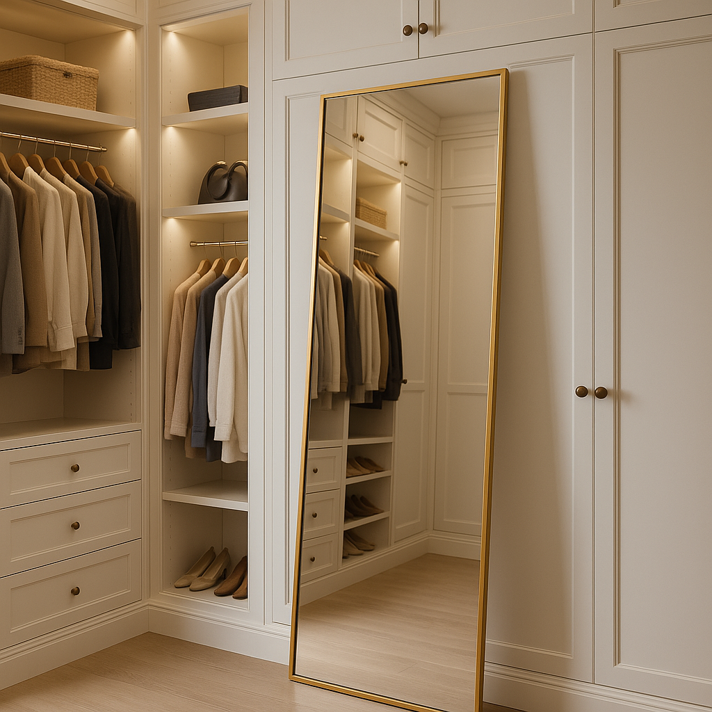 64" Sleek Gold Frame Full Length Mirror
