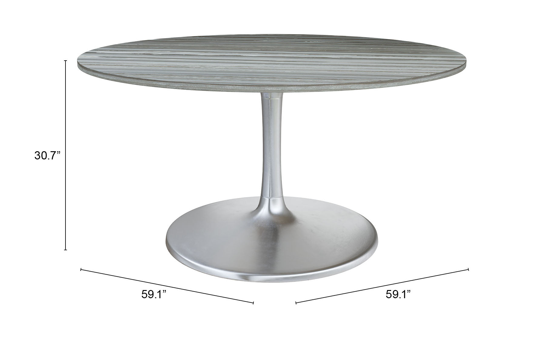 Star City Dining Table (60") Gray & Silver