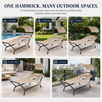 Navy chaise lounger with its full-length cushion and matching headrest pillow