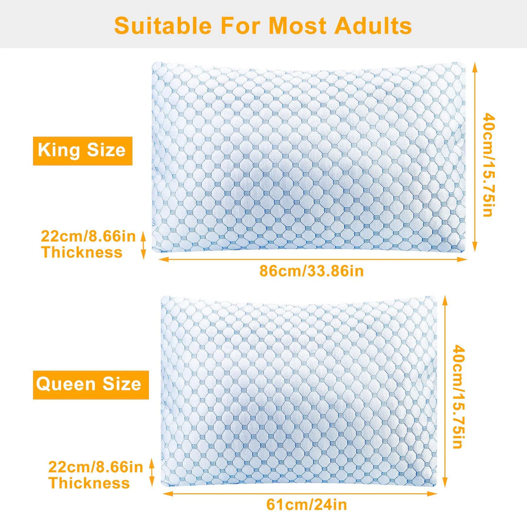 Cooling Memory Foam Pillow Ventilated Soft Bed Pillow with Cooling Gel Infused Memory Foam Heat Moisture Reducing Cooling Fiber Breathable Machine Washable
