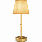 Black cordless rechargeable table lamp with linen fabric shade, lit