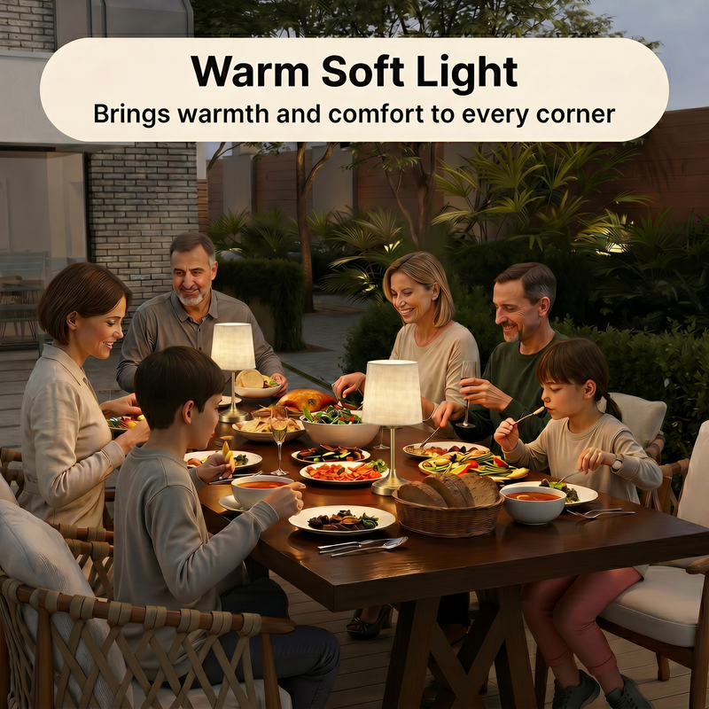 Cordless table lamp providing warm bedside lighting