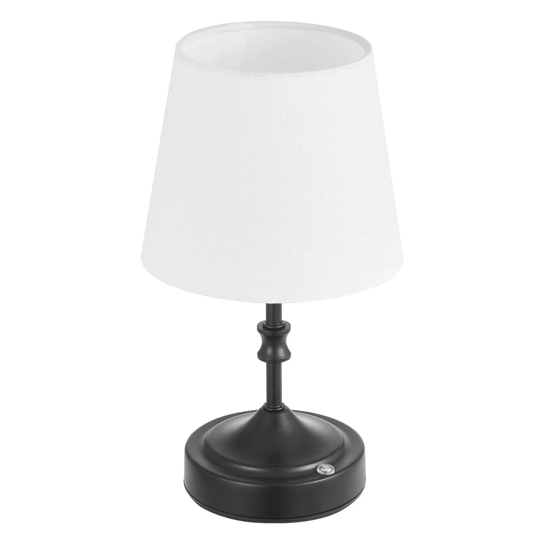 Cordless Table Lamp Rechargeable Battery Small Desk Lamp Fabric Shade Black