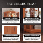 Magnetic door catch and heavy-duty metal hinge hardware on the corner curio cabinet