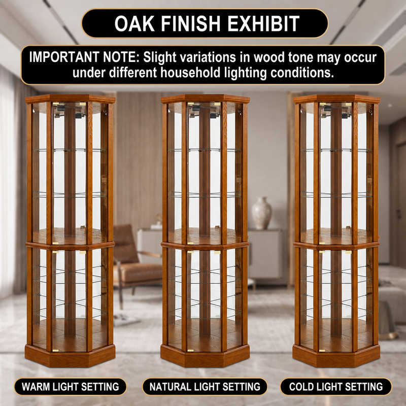 Magnetic door catch and heavy-duty metal hinge hardware on the corner curio cabinet
