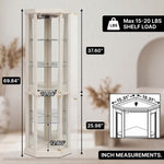 Oak corner curio cabinet dimension diagram showing 72-inch height and 26-inch width