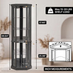 Oak corner curio cabinet dimension diagram showing 72-inch height and 26-inch width