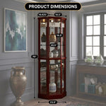 Oak corner curio cabinet dimension diagram showing 72-inch height and 26-inch width