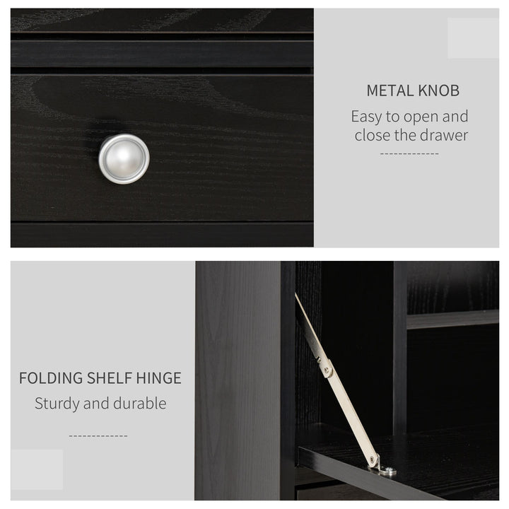 HOMCOM Wall Mounted Desk Black Floating with Storage Shelves Foldable Tabletop Space Saving Design