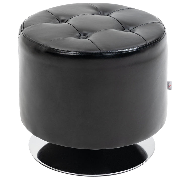 HOMCOM Swivel Ottoman Foot Stool Round PU Leather with Thick Padding Black