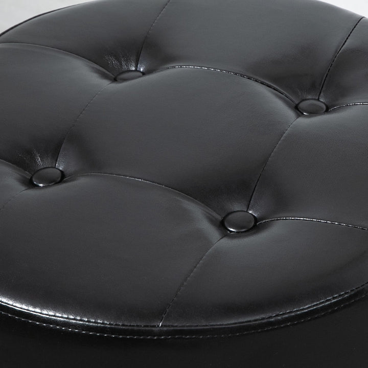 HOMCOM Swivel Ottoman Foot Stool Round PU Leather with Thick Padding Black
