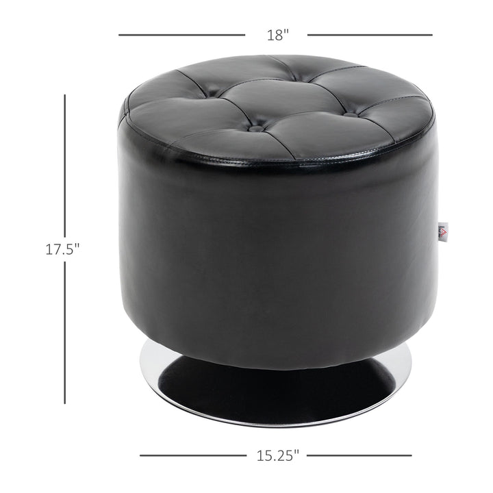 HOMCOM Swivel Ottoman Foot Stool Round PU Leather with Thick Padding Black