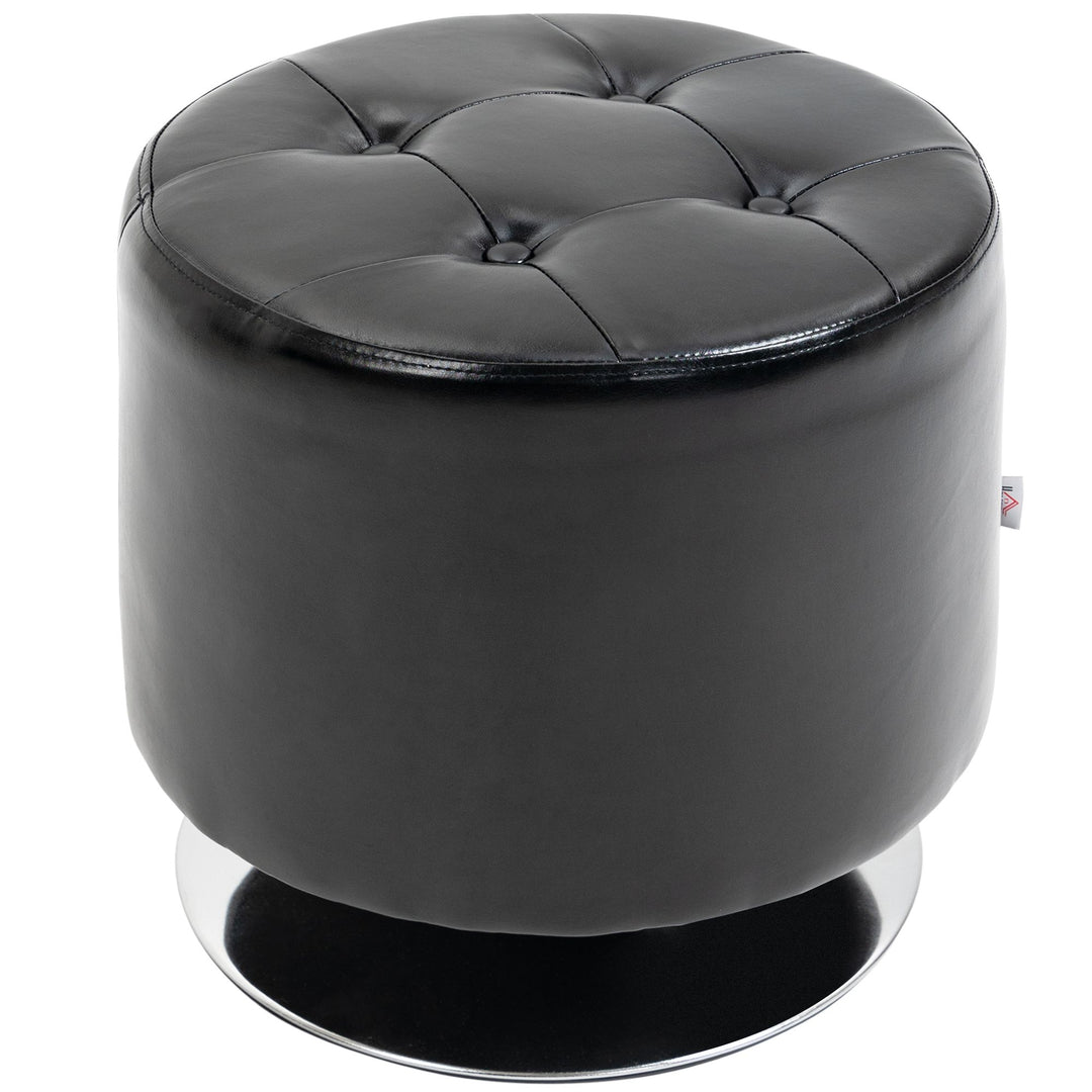 HOMCOM Swivel Ottoman Foot Stool Round PU Leather with Thick Padding Black