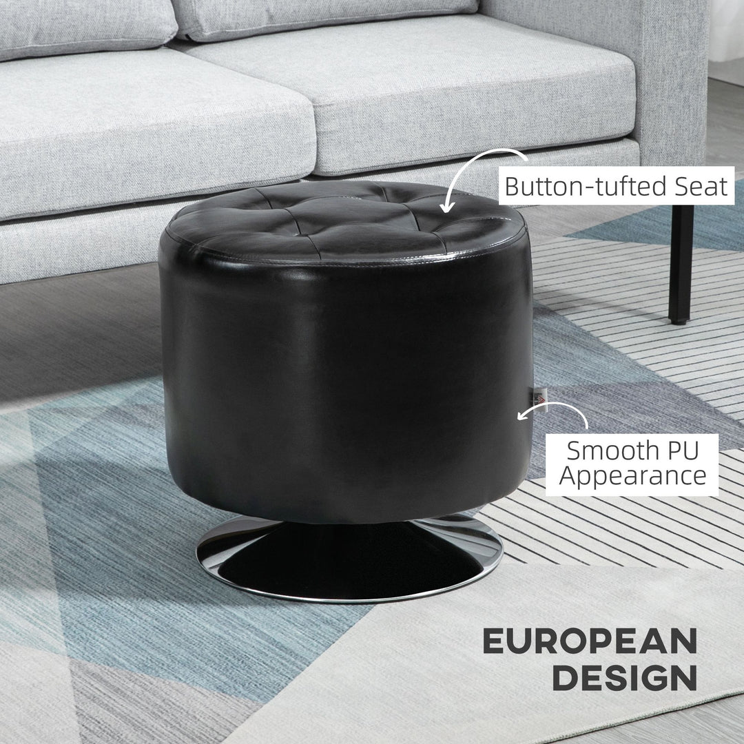 HOMCOM Swivel Ottoman Foot Stool Round PU Leather with Thick Padding Black