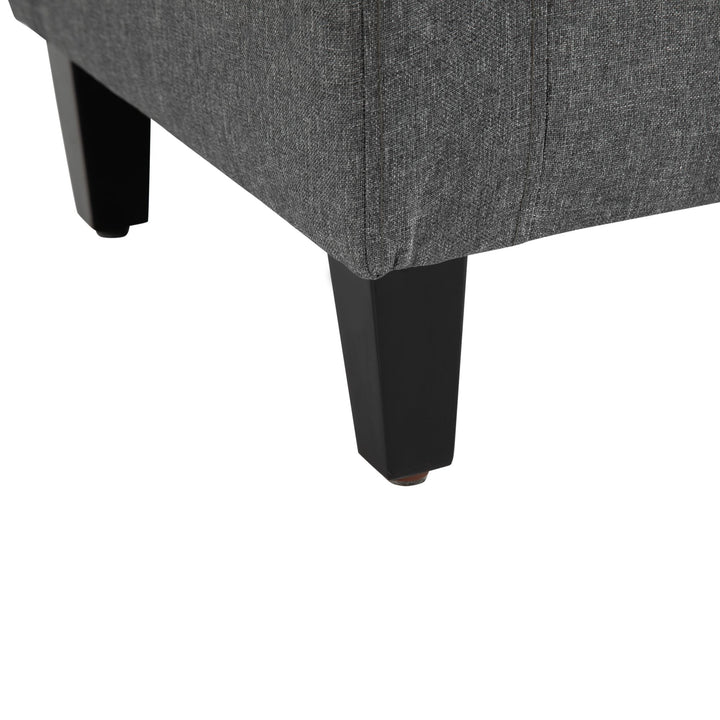 HOMCOM Linen Upholstered Storage Ottoman with Lift-Top Design Space-Saving Gray