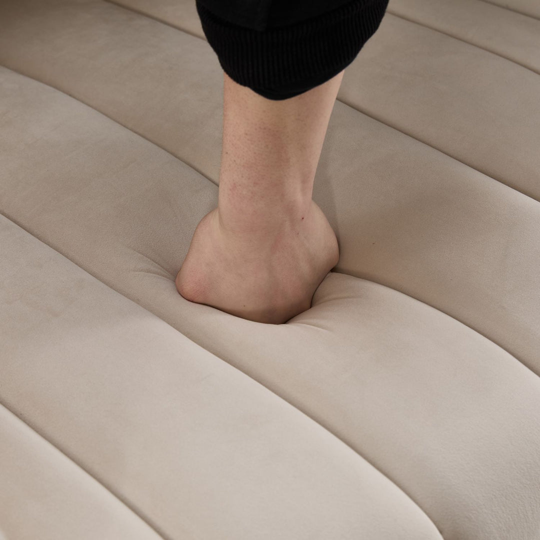 40.35"W Upholstered Oversized 360° Swivel Accent Barrel Chair and Half Cozy Sofa with 3 Pillows, Velvet Channel Tufted Pumpkin-Shape Club Armchair for Living Room, Bedroom, Office, Lounge,BEIGE