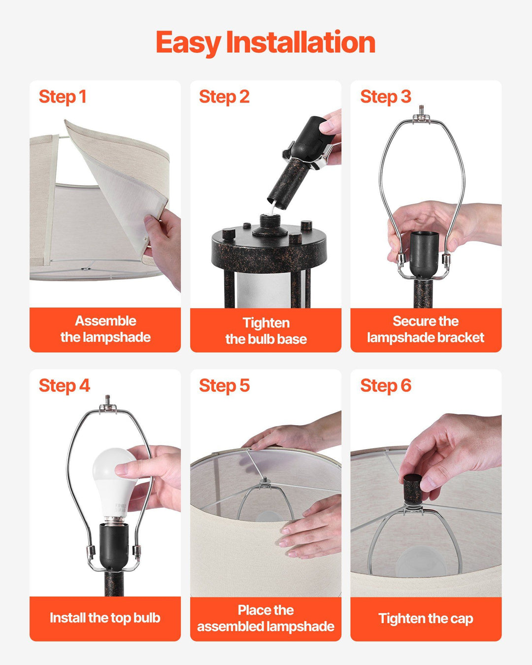 Table Lamps Set of 2 Farmhouse Bedside Nightstand Lamps with USB Ports