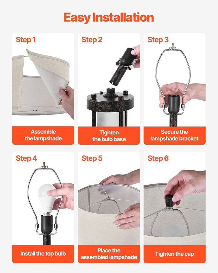 Table Lamps Set of 2 Farmhouse Bedside Nightstand Lamps with USB Ports