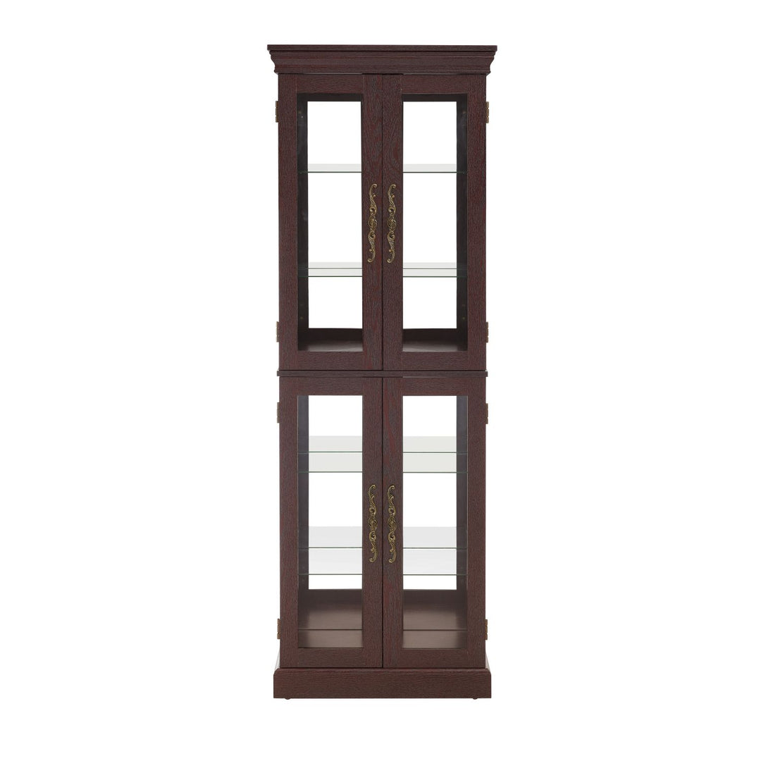 Lighted Glass Curio Display Cabinet,Display Cabinet,Glass Storage Cabinet Glass Wine cabinet Wood Frame Toy Display for Living Room, Kitchen, Pantry light bulb included Dark Cherry