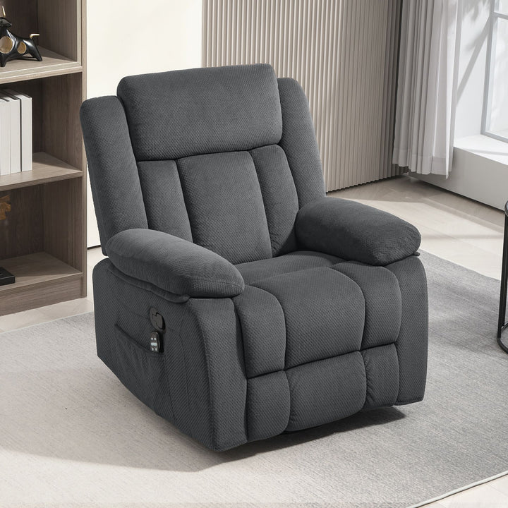 HOMCOM Recliner Massage Armchair with Heat, Oversized Swivel Rocker with Footrest, Remote and Side Pockets, Gray
