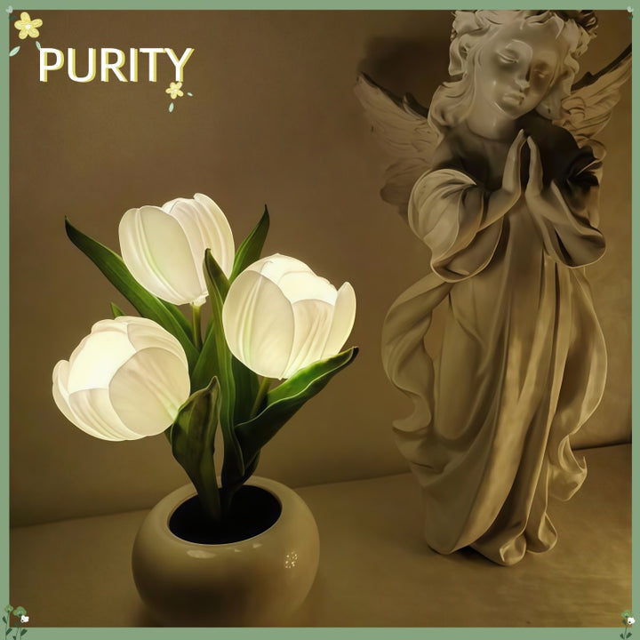 Tulip Lamp - LED Replica Tulip Table Lamp with Flower Vase for Desktop Decoration. Suitable for home, living room, desktop decoration, holiday gifts, atmosphere decoration lamps. Powered by USB, with