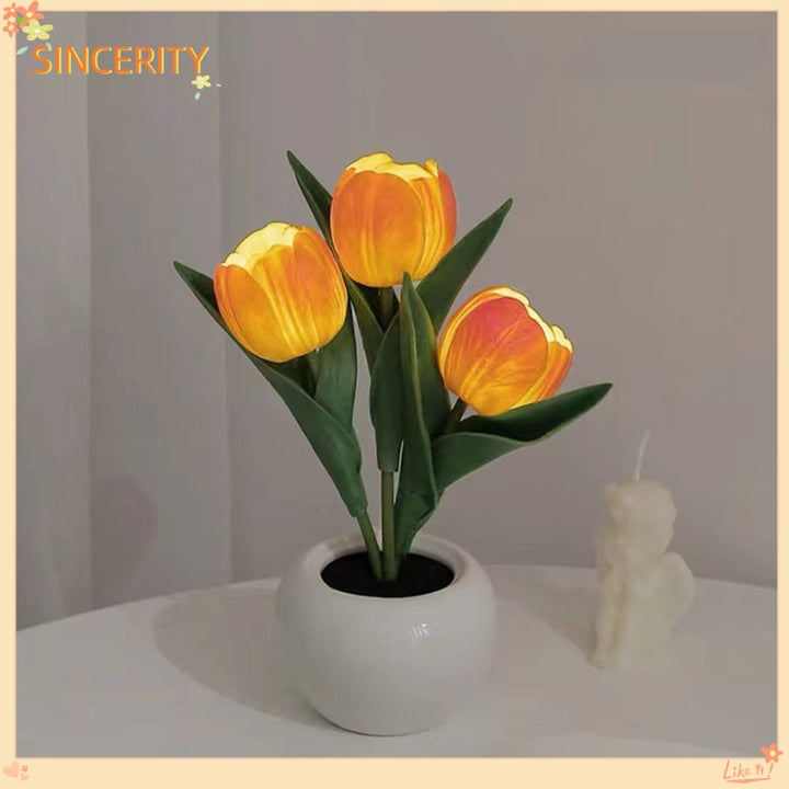 Tulip Lamp - LED Replica Tulip Table Lamp with Flower Vase for Desktop Decoration. Suitable for home, living room, desktop decoration, holiday gifts, atmosphere decoration lamps. Powered by USB, with