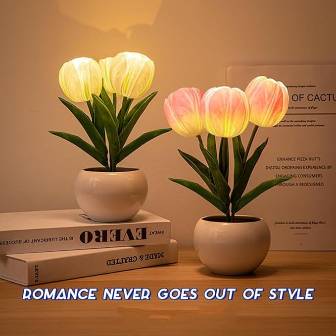 Tulip Lamp - LED Replica Tulip Table Lamp with Flower Vase for Desktop Decoration. Suitable for home, living room, desktop decoration, holiday gifts, atmosphere decoration lamps. Powered by USB, with