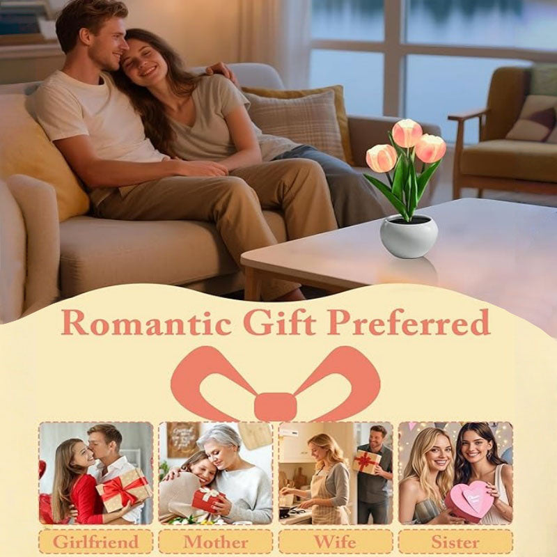 Tulip Lamp - LED Replica Tulip Table Lamp with Flower Vase for Desktop Decoration. Suitable for home, living room, desktop decoration, holiday gifts, atmosphere decoration lamps. Powered by USB, with