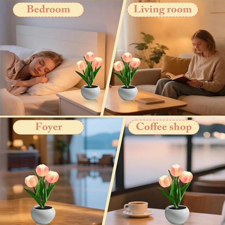 Tulip Lamp - LED Replica Tulip Table Lamp with Flower Vase for Desktop Decoration. Suitable for home, living room, desktop decoration, holiday gifts, atmosphere decoration lamps. Powered by USB, with