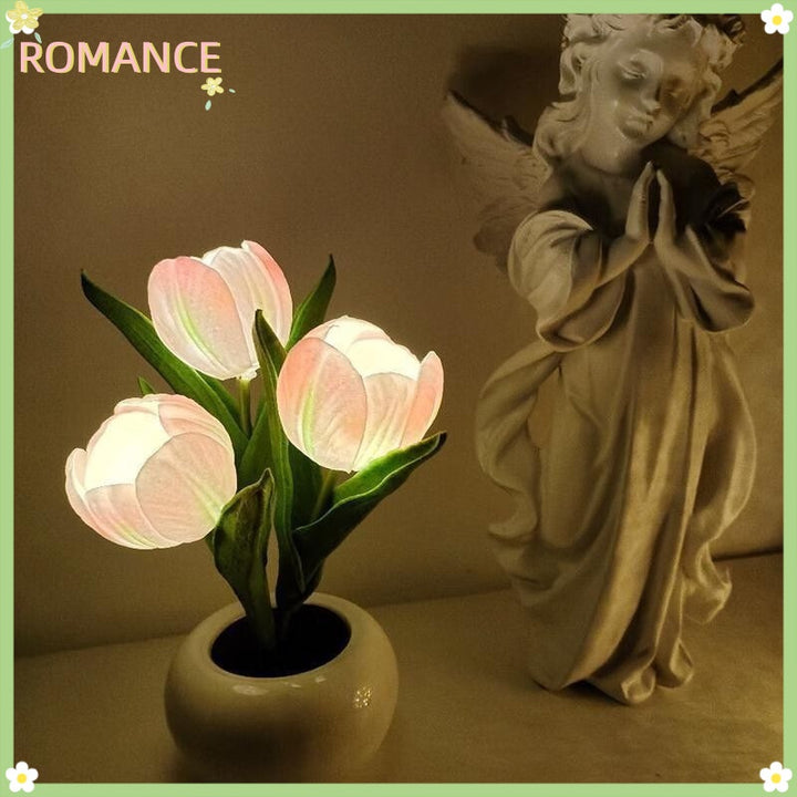 Tulip Lamp - LED Replica Tulip Table Lamp with Flower Vase for Desktop Decoration. Suitable for home, living room, desktop decoration, holiday gifts, atmosphere decoration lamps. Powered by USB, with
