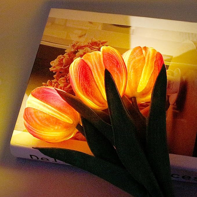 Tulip Lamp - LED Replica Tulip Table Lamp with Flower Vase for Desktop Decoration. Suitable for home, living room, desktop decoration, holiday gifts, atmosphere decoration lamps. Powered by USB, with