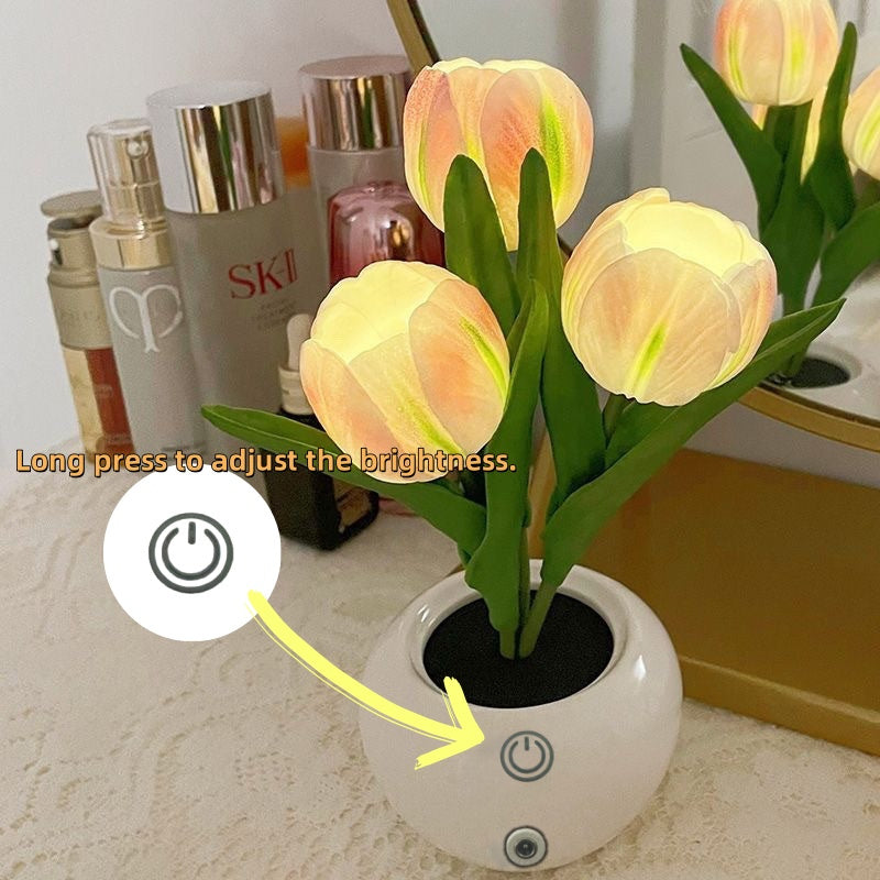 Tulip Lamp - LED Replica Tulip Table Lamp with Flower Vase for Desktop Decoration. Suitable for home, living room, desktop decoration, holiday gifts, atmosphere decoration lamps. Powered by USB, with