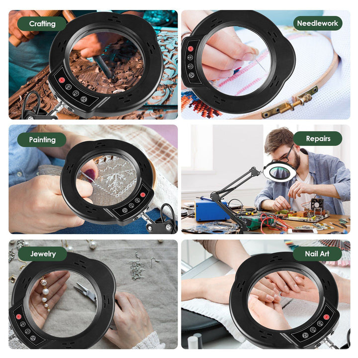 10X Magnifying Glass with Light And Stand Real Glass Lens Magnifying Desk Lamp