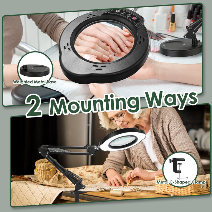 10X Magnifying Glass with Light And Stand Real Glass Lens Magnifying Desk Lamp