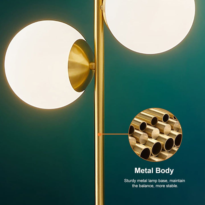 Globeal Gold Modern LED Globe Table Lamp 2 Light White Glass Shade Marble Base