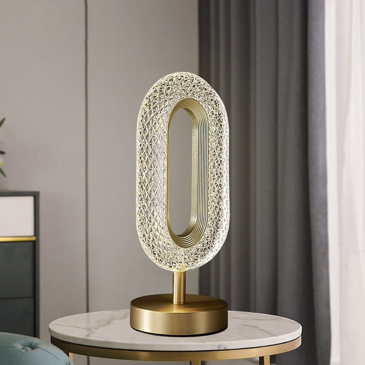Ovated Modern LED Table Lamp Plug in Desk Lamps for Living Room Ring Shape in Gold