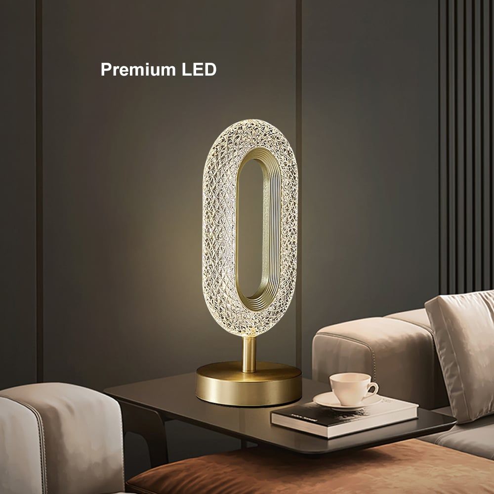 Ovated Modern LED Table Lamp Plug in Desk Lamps for Living Room Ring Shape in Gold