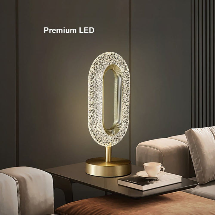 Ovated Modern LED Table Lamp Plug in Desk Lamps for Living Room Ring Shape in Gold