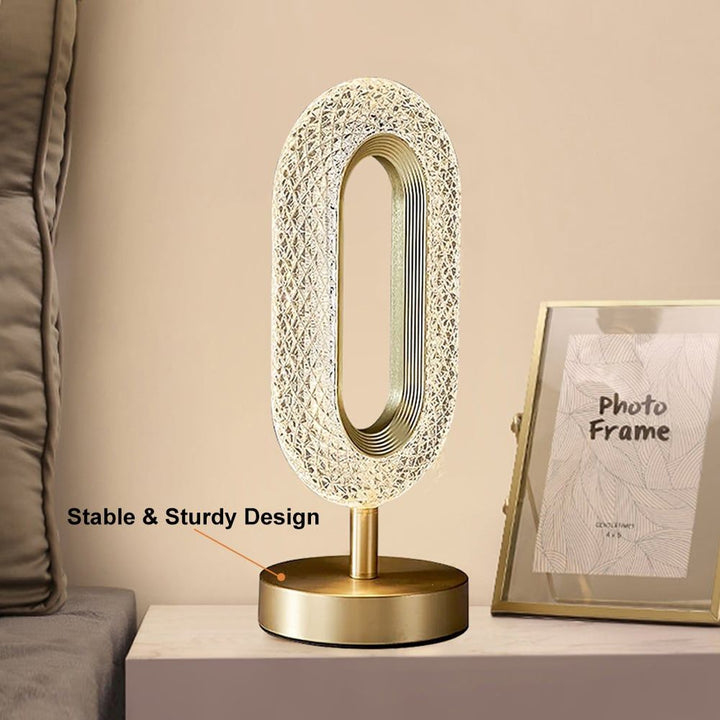 Ovated Modern LED Table Lamp Plug in Desk Lamps for Living Room Ring Shape in Gold