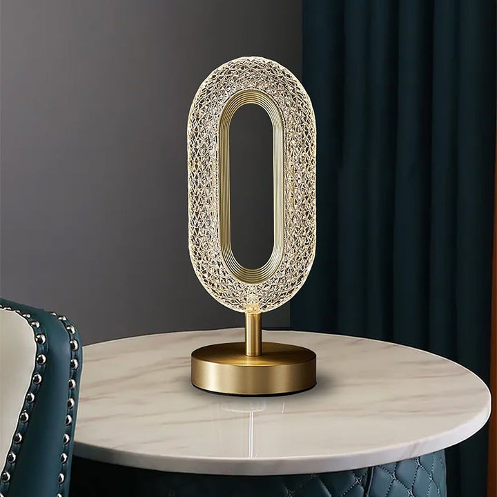 Ovated Modern LED Table Lamp Plug in Desk Lamps for Living Room Ring Shape in Gold