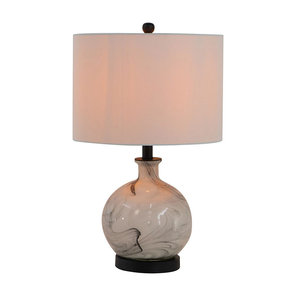 14x14x23" White And Grey Glass Table Lamp
