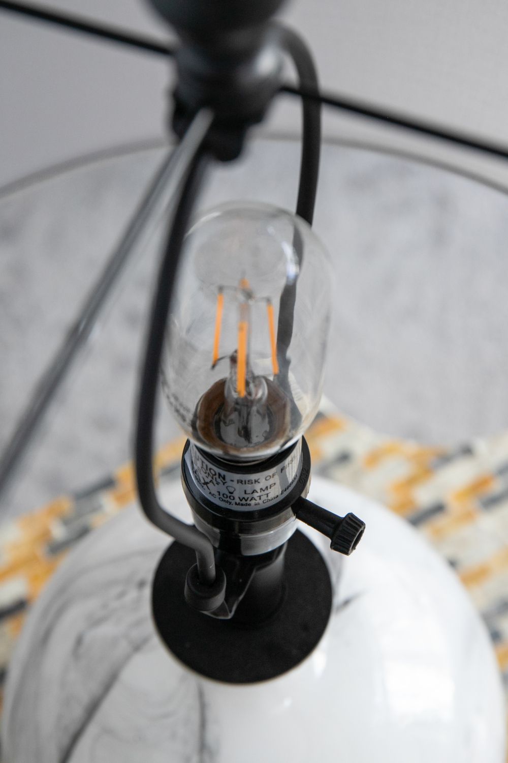 14x14x23" White And Grey Glass Table Lamp