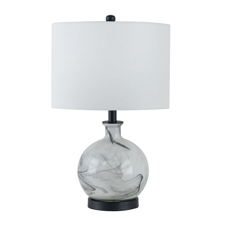 14x14x23" White And Grey Glass Table Lamp