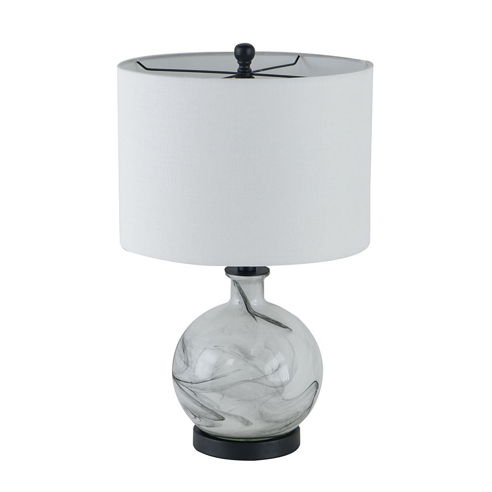 14x14x23" White And Grey Glass Table Lamp