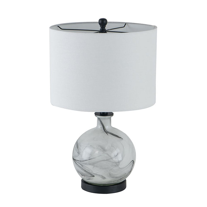 14x14x23" White And Grey Glass Table Lamp
