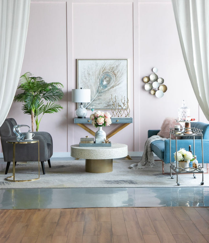 14x14x23" White And Grey Glass Table Lamp