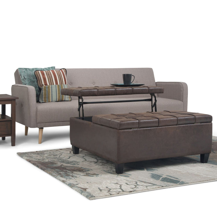 Harrison - Coffee Table Storage Ottoman - Distressed Brown