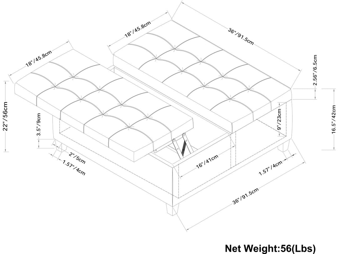 Harrison - Coffee Table Storage Ottoman - Distressed Brown