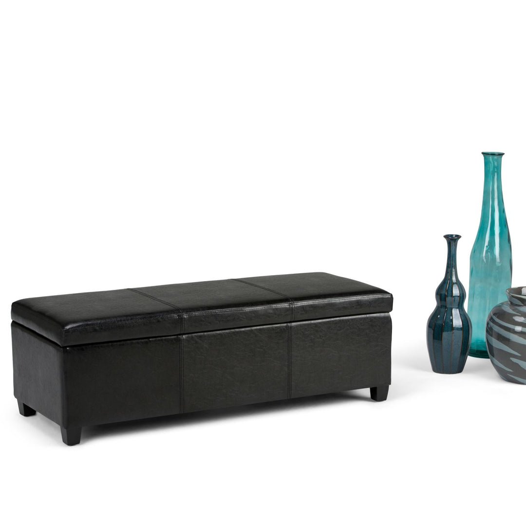 Avalon - Storage Ottoman Bench - Midnight Black