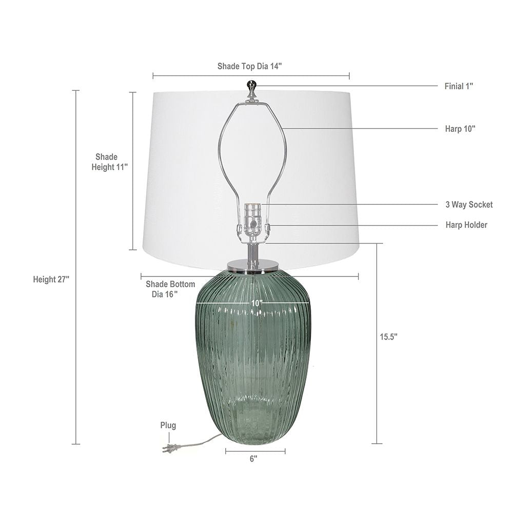 D16x27" Glass Table Lamp